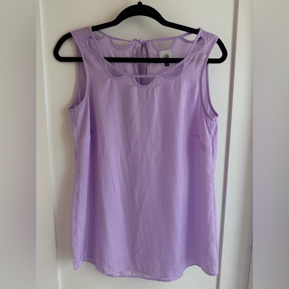 CAbi #5909 Scallop Cutout Lavender Sleeveless Tank Top